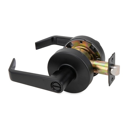 Trans Atlantic Co. LSV Saturn Standard Duty Matte Black Grade 2 Commercial Cylindrical Privacy Bed/Bath Door Handle with Lock DL-LSV40-US10B